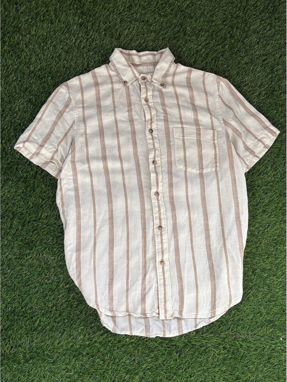 Christian Lacroix Beige Cotton Button-Up Shirt, Men Regular M